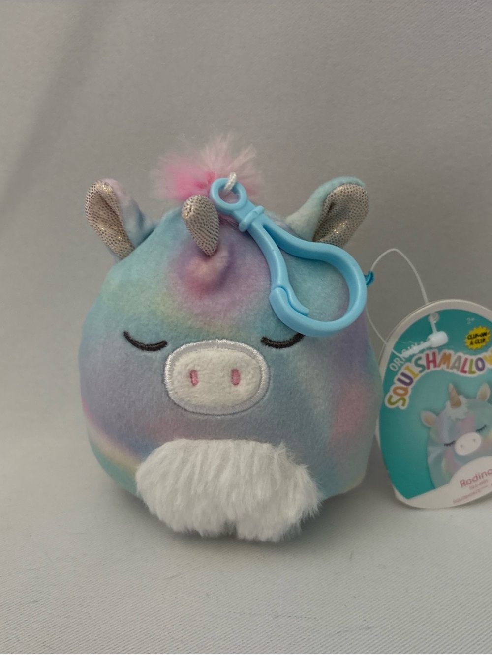 Squishmallows Multicolor 3’ Unicorn Clip-On Plush - brand new